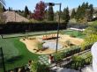 New sport court with artificial grass surface and landscape in Danville, California.