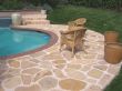 Building stone patio around the pool area in San Anselmo, Marin County, California.